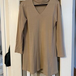 Tan Long Sleeve V-Neck Tunic